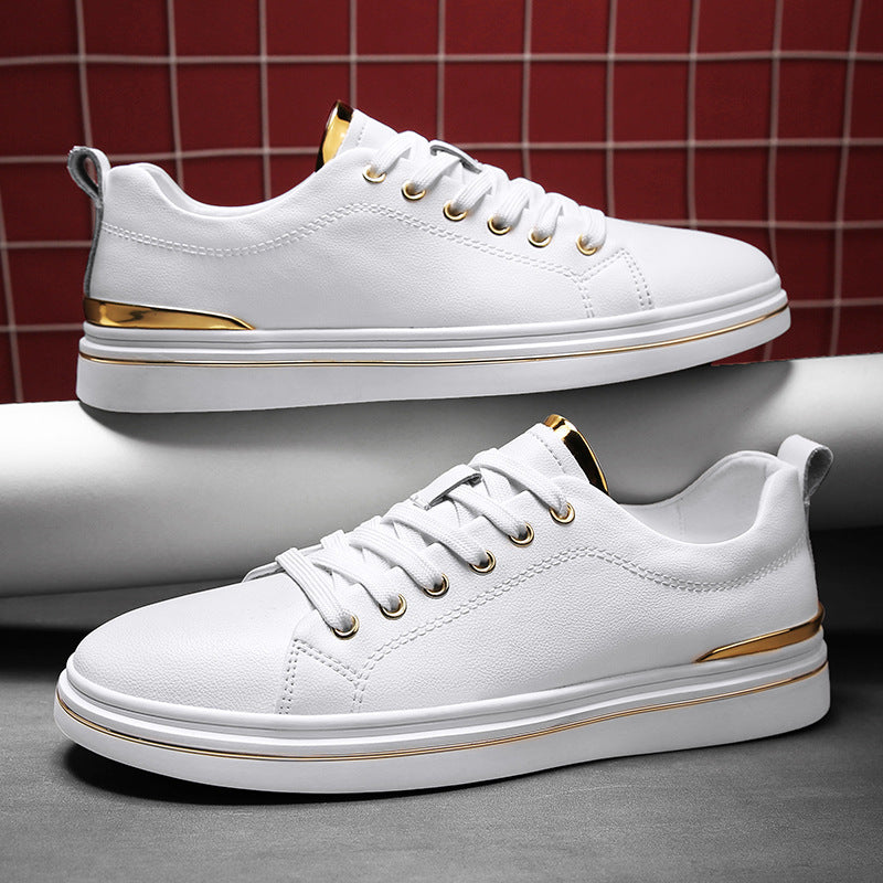 Cowhide Leather Breathable Lace Up Casual Sneakers