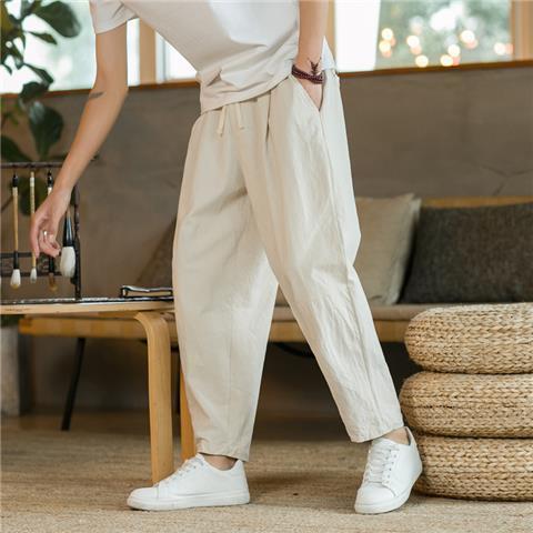 Linen Cotton Blend Relaxed Fit Straight Leg Summer Pants