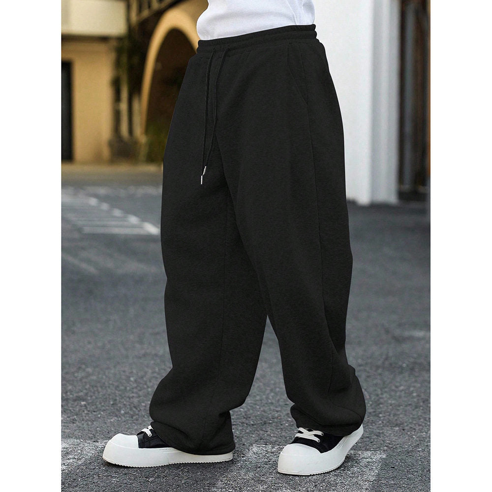 Straight Leg Drawstring Waist Casual Polyester Sweatpants