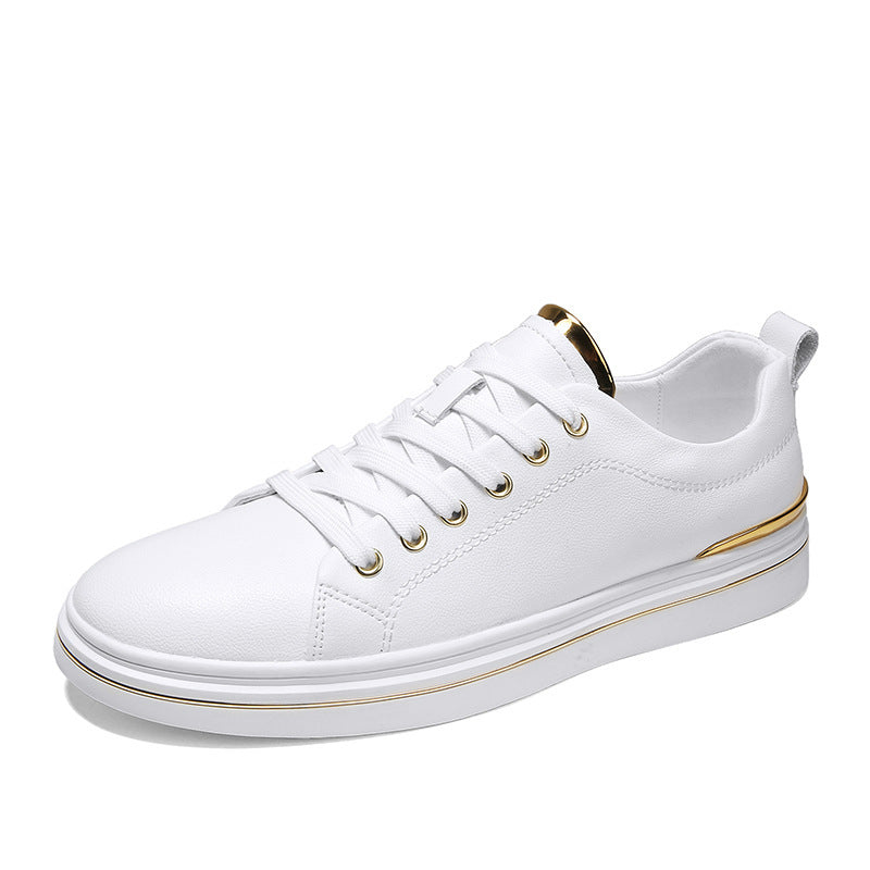 Cowhide Leather Breathable Lace Up Casual Sneakers