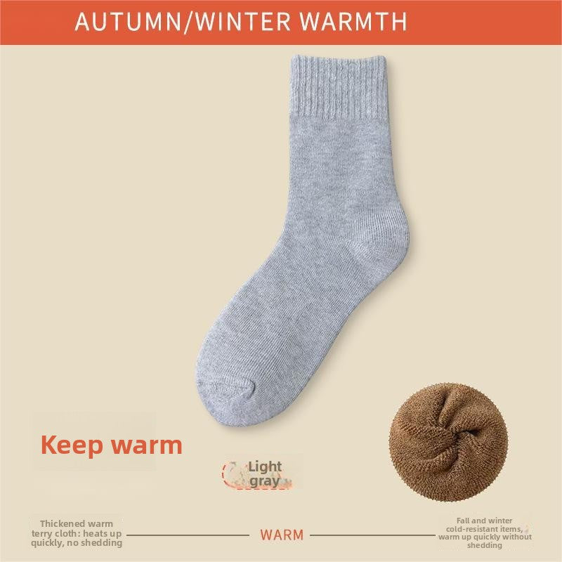 Fleece Lined Terry Mid Calf Warm Casual Socks