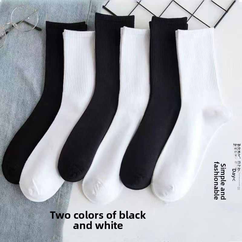 Cotton Blend Solid Color Casual Socks with Elastic Cuff