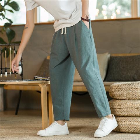 Linen Cotton Blend Relaxed Fit Straight Leg Summer Pants