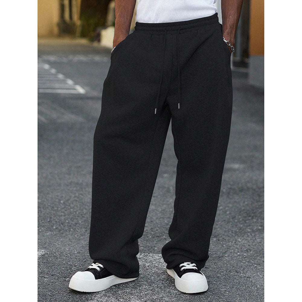 Straight Leg Drawstring Waist Casual Polyester Sweatpants