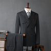 Slim Fit Double Breasted Three Piece Business Suit Set