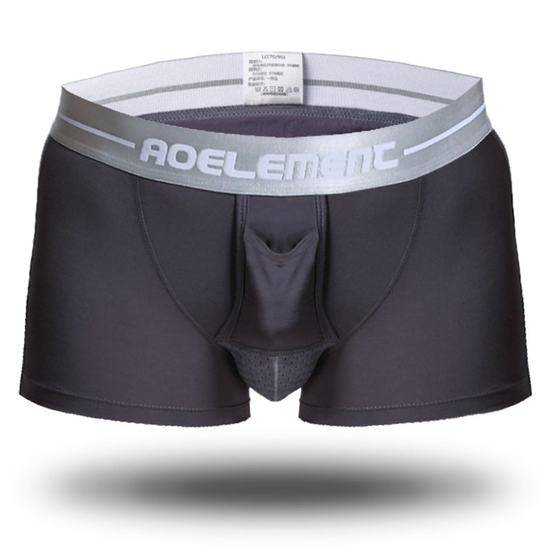 Ice Silk Breathable Mid Waist Boxer Shorts with Separation Design