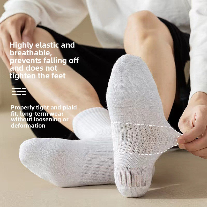 Cotton Blend Solid Color Casual Socks with Elastic Cuff