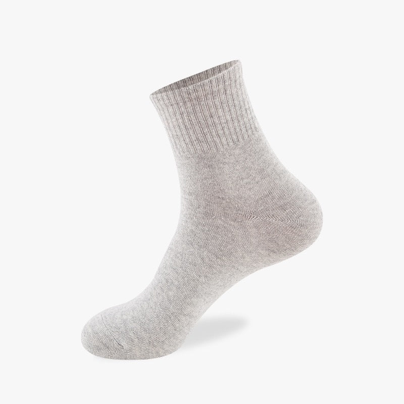 Cotton Blend Solid Color Casual Socks with Elastic Cuff