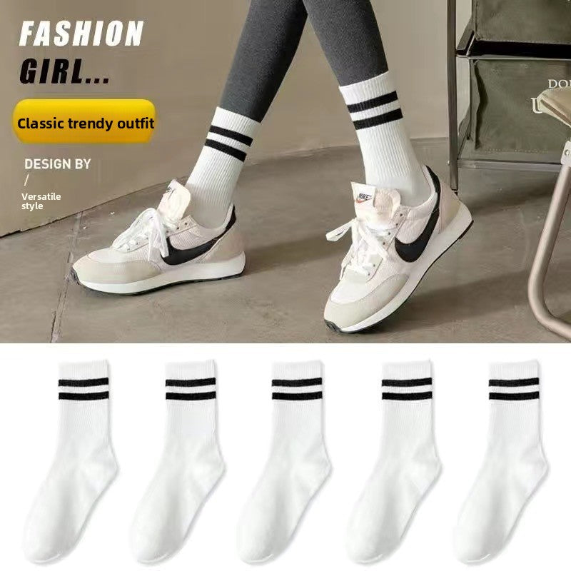 Cotton Blend Solid Color Casual Socks with Elastic Cuff