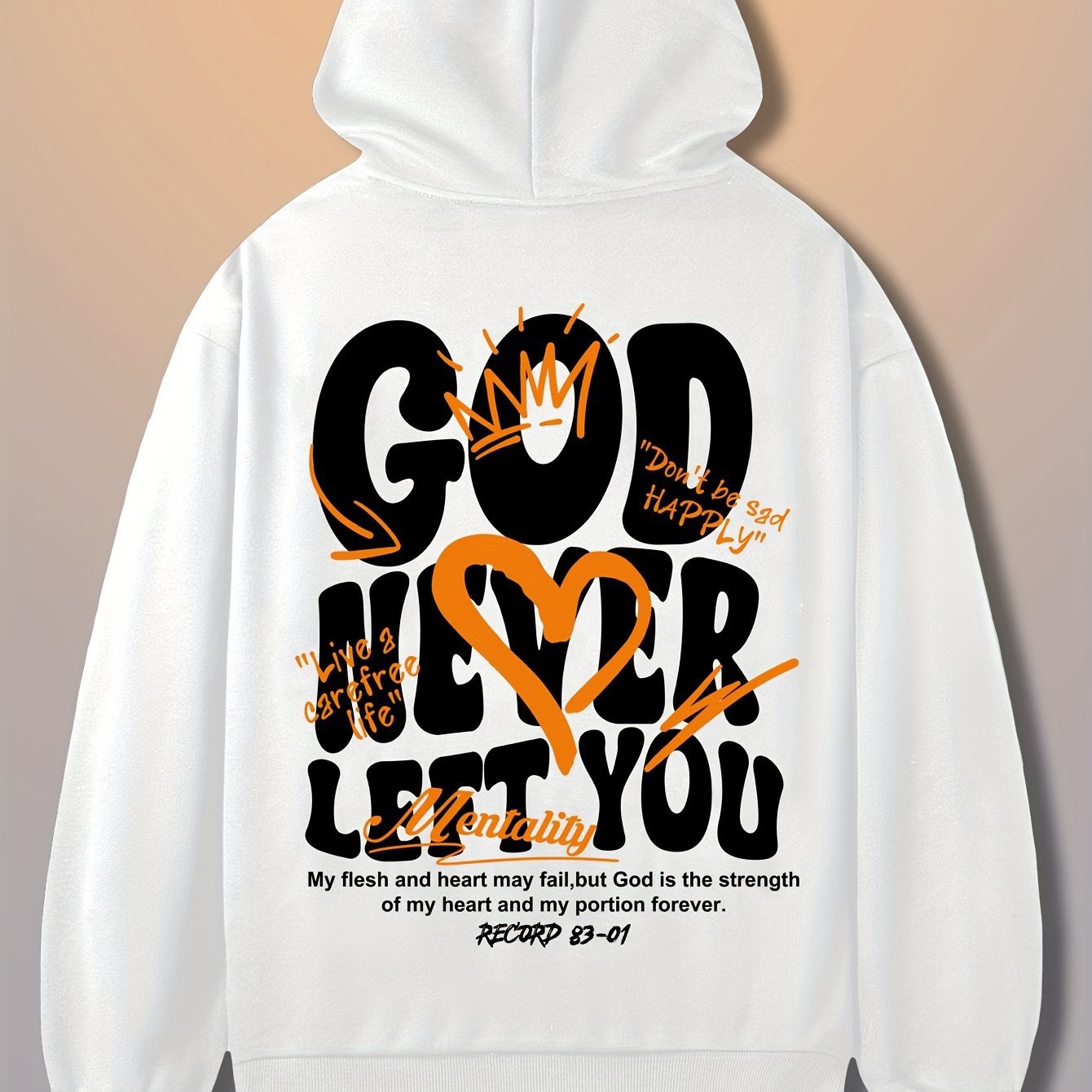 Loose Fit Crown Print Fleece Lined Pullover Sweatshirt