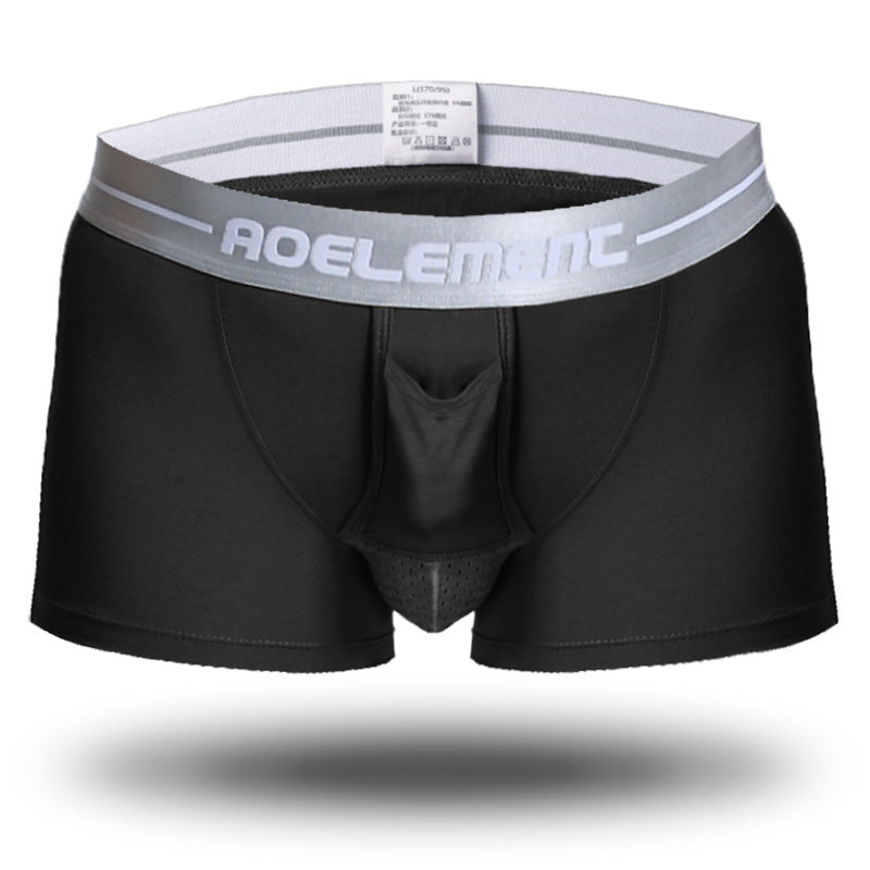 Ice Silk Breathable Mid Waist Boxer Shorts with Separation Design