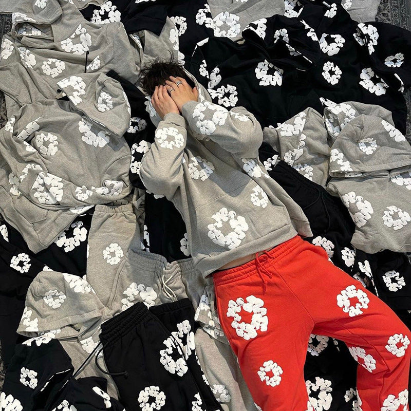 Heavyweight Fleece Lined Loose Fit Printed Hooded Sweatshirt