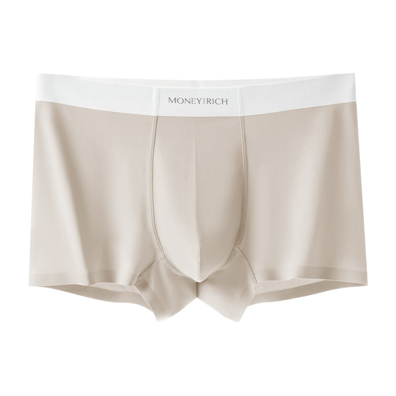 Ice Skin Seamless Antibacterial Mid Waist Boxer Underwear