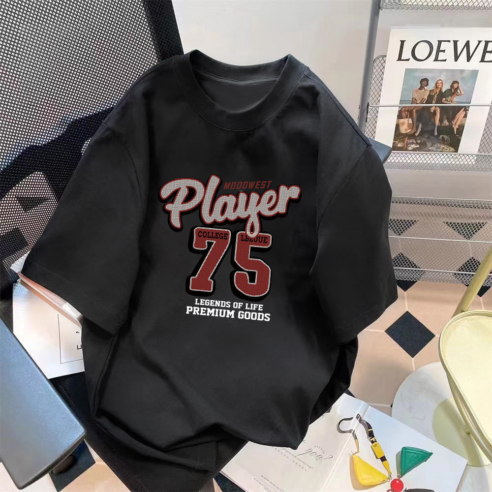 Loose Fit Bear Print Round Neck Short Sleeve T-Shirt