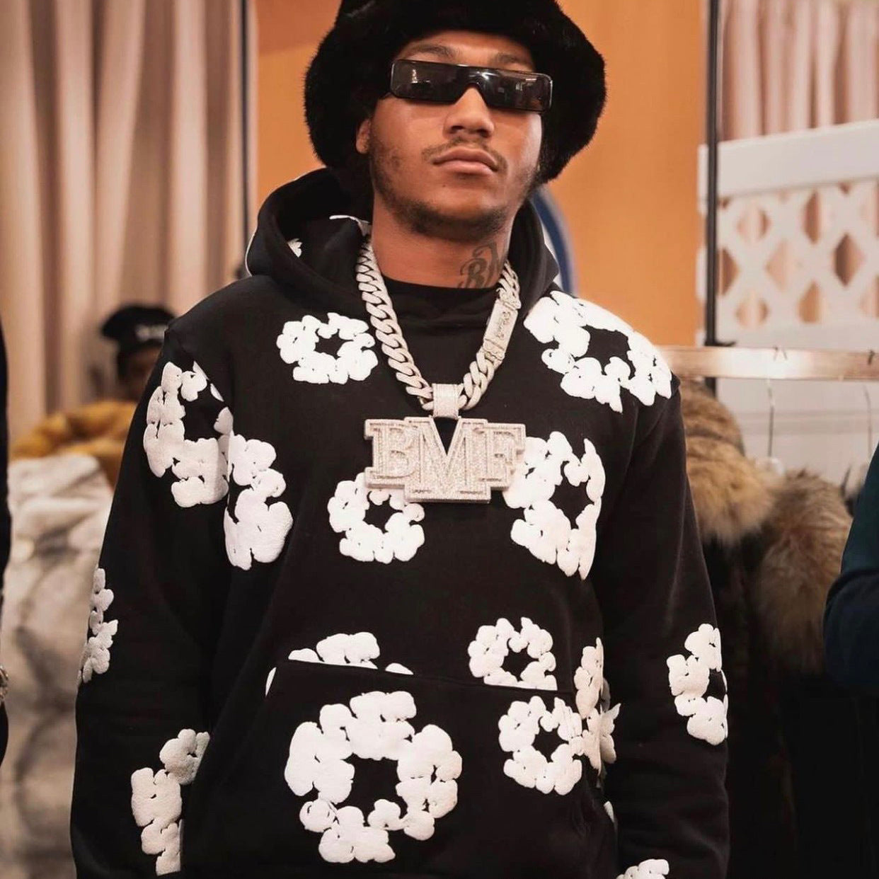 Heavyweight Fleece Lined Loose Fit Printed Hooded Sweatshirt