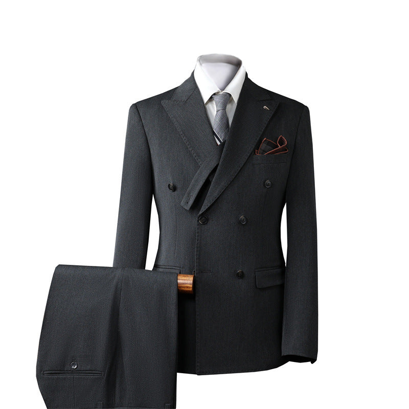 Slim Fit Double Breasted Three Piece Business Suit Set