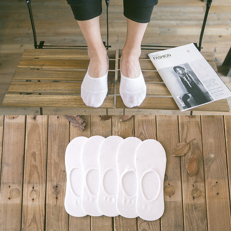 Cotton Blend Solid Color Casual Socks with Elastic Cuff