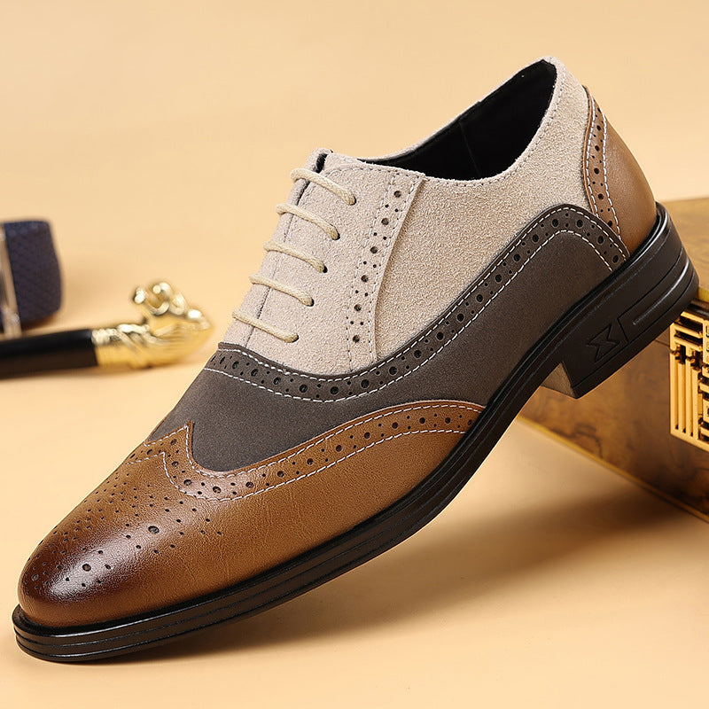 Lightweight Brogue Style Pointed Toe Casual Business Shoes
