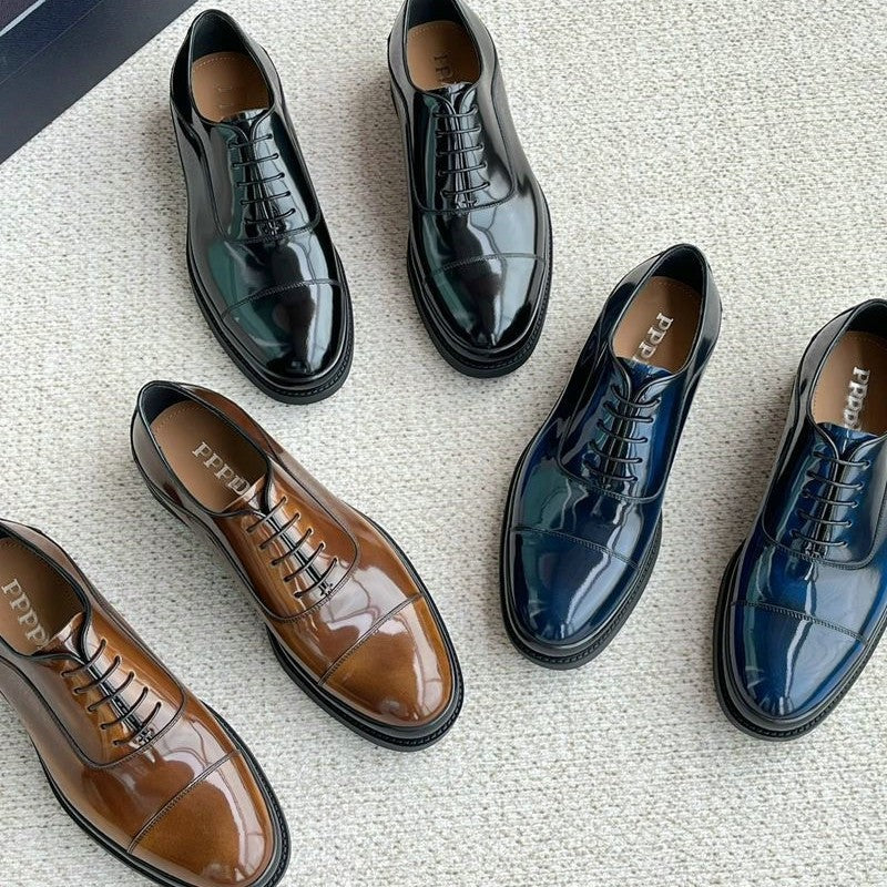 Leather Derby Lace Up Business Formal Shoes with TPU Sole