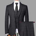 Slim Fit Plaid Three Piece Suit Jacket Vest and Trousers Set