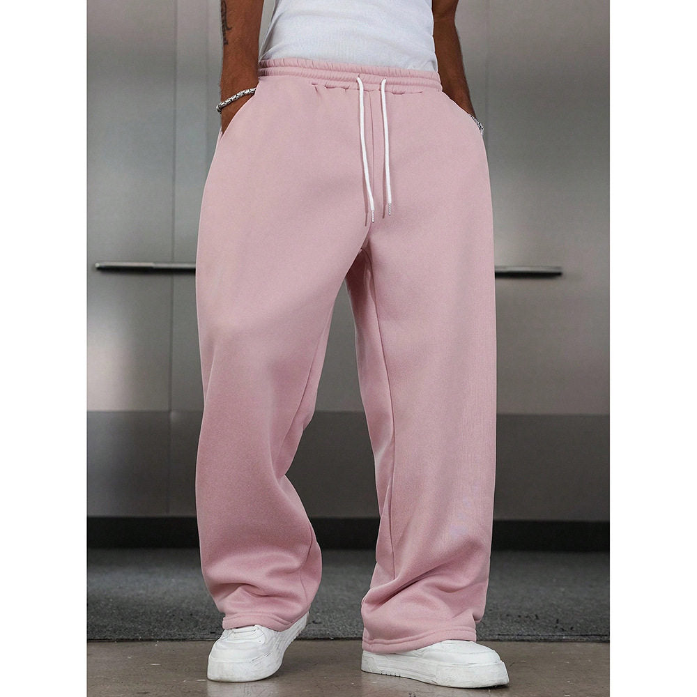 Straight Leg Drawstring Waist Casual Polyester Sweatpants