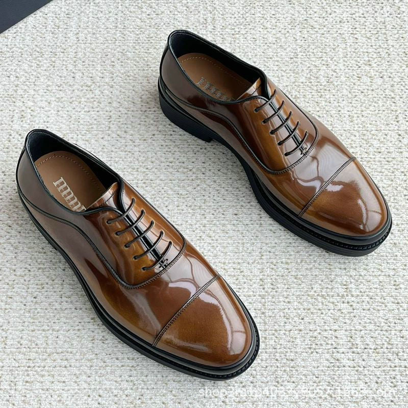 Leather Derby Lace Up Business Formal Shoes with TPU Sole