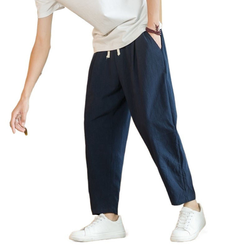 Linen Cotton Blend Relaxed Fit Straight Leg Summer Pants