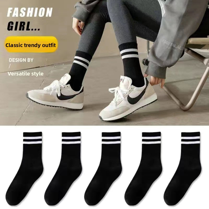 Cotton Blend Solid Color Casual Socks with Elastic Cuff