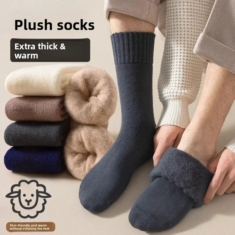 Fleece Lined Terry Mid Calf Warm Casual Socks