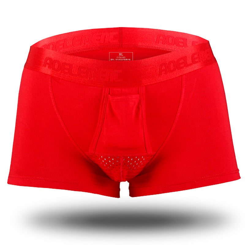 Ice Silk Breathable Mid Waist Boxer Shorts with Separation Design