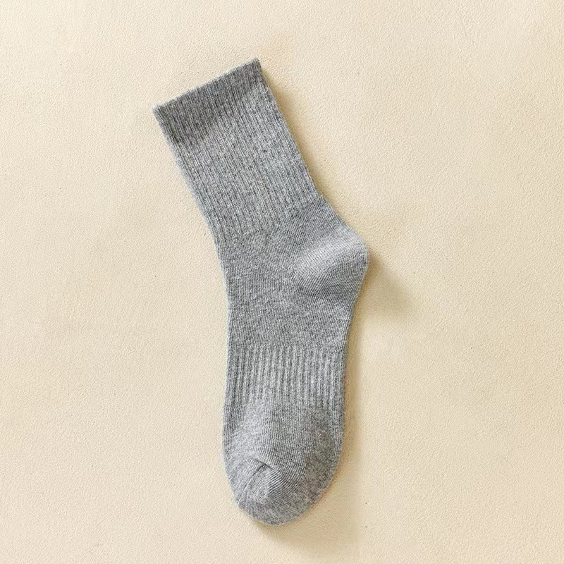 Cotton Blend Solid Color Casual Socks with Elastic Cuff