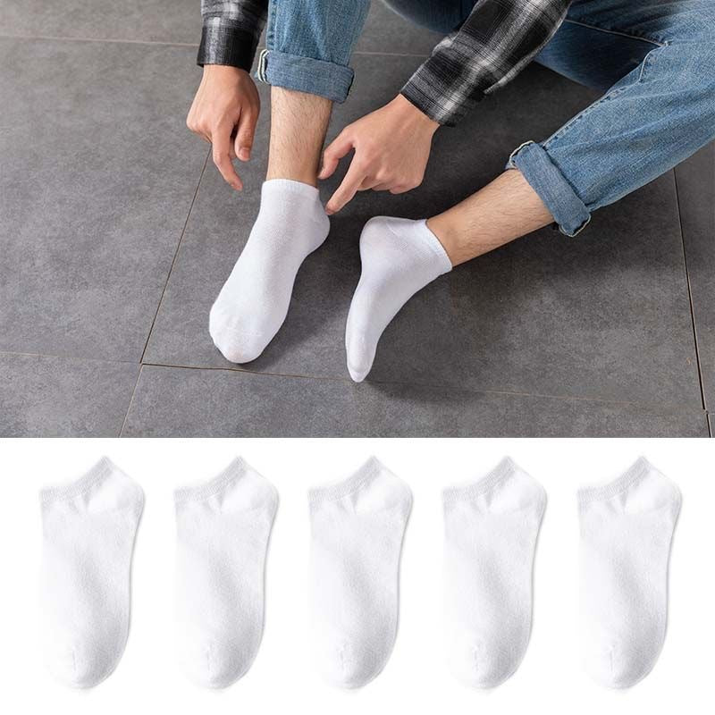 Cotton Blend Solid Color Casual Socks with Elastic Cuff