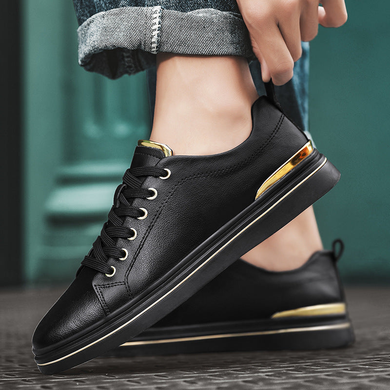 Cowhide Leather Breathable Lace Up Casual Sneakers