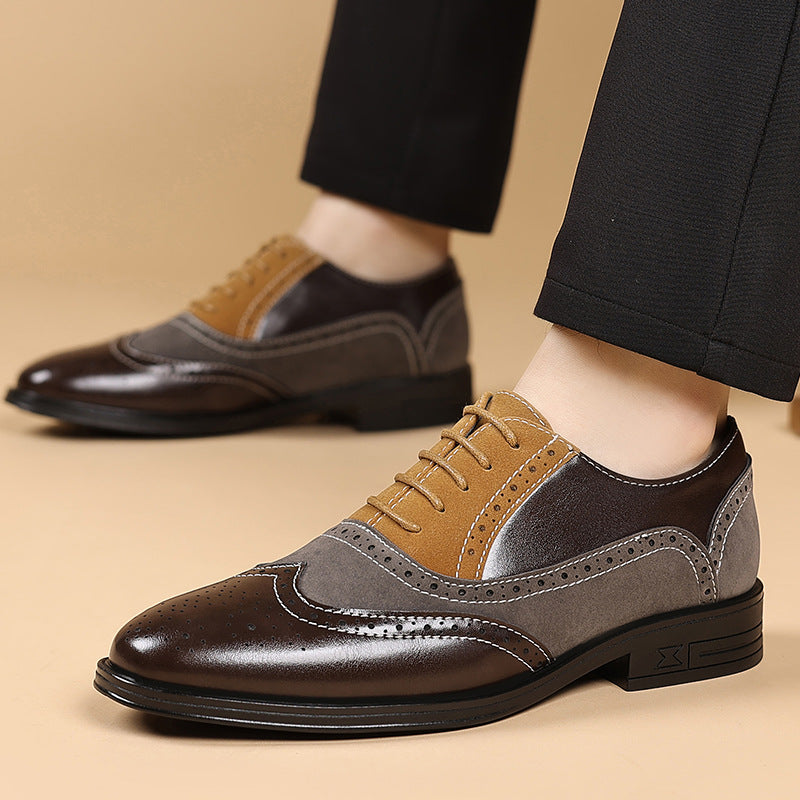 Lightweight Brogue Style Pointed Toe Casual Business Shoes
