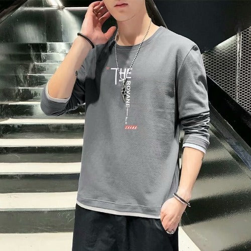 Loose Fit Letter Print Crewneck Long Sleeve T-Shirt