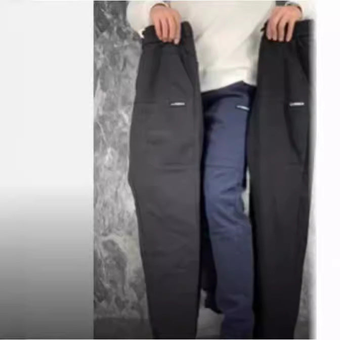 Ice Silk Stretch Slim Fit Ankle Cuff Casual Pants