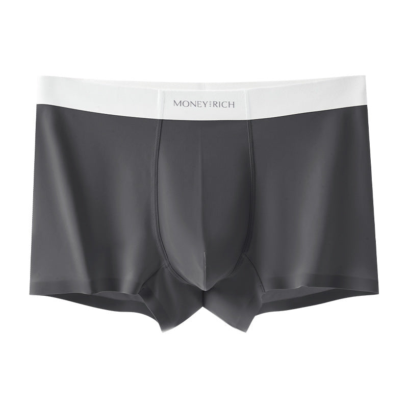 Ice Skin Seamless Antibacterial Mid Waist Boxer Underwear