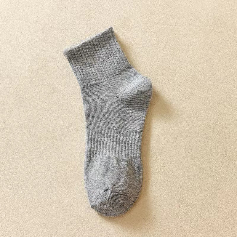 Cotton Blend Solid Color Casual Socks with Elastic Cuff