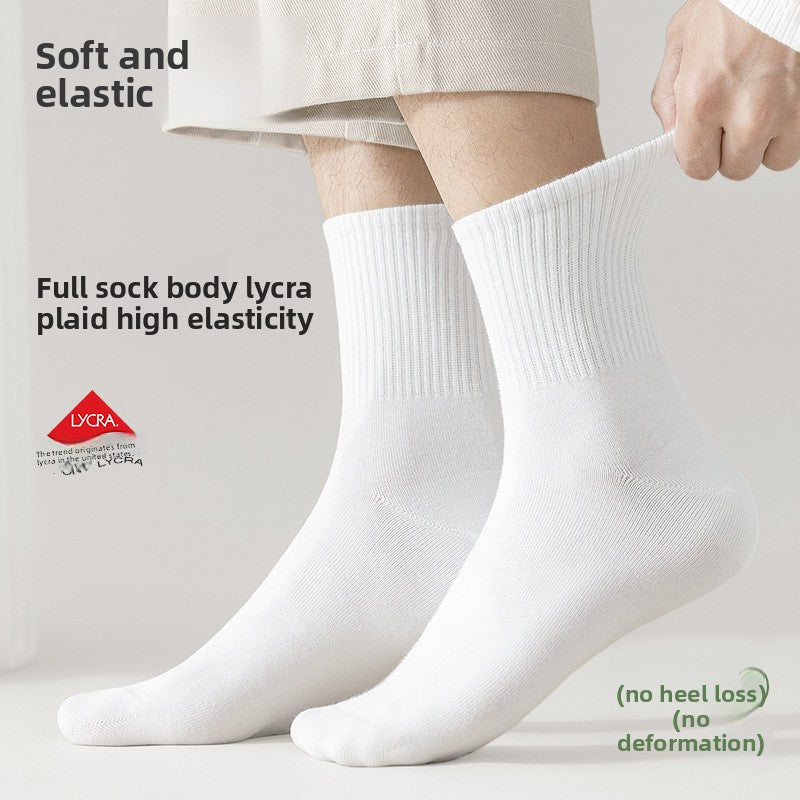 Pure Cotton Seamless Mid Tube Casual Socks