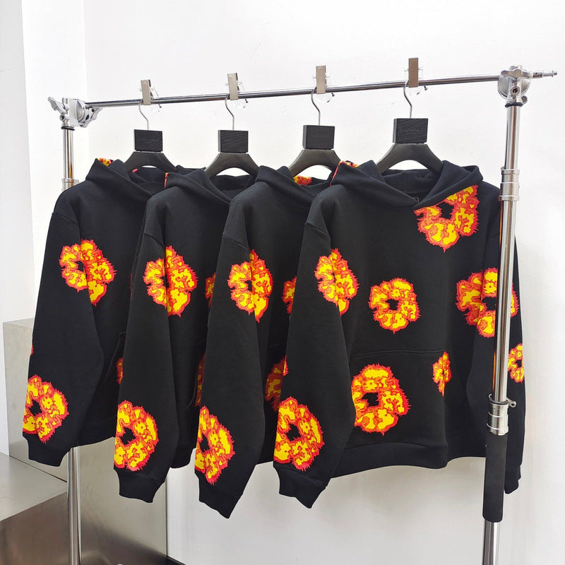 Heavyweight Fleece Lined Loose Fit Printed Hooded Sweatshirt