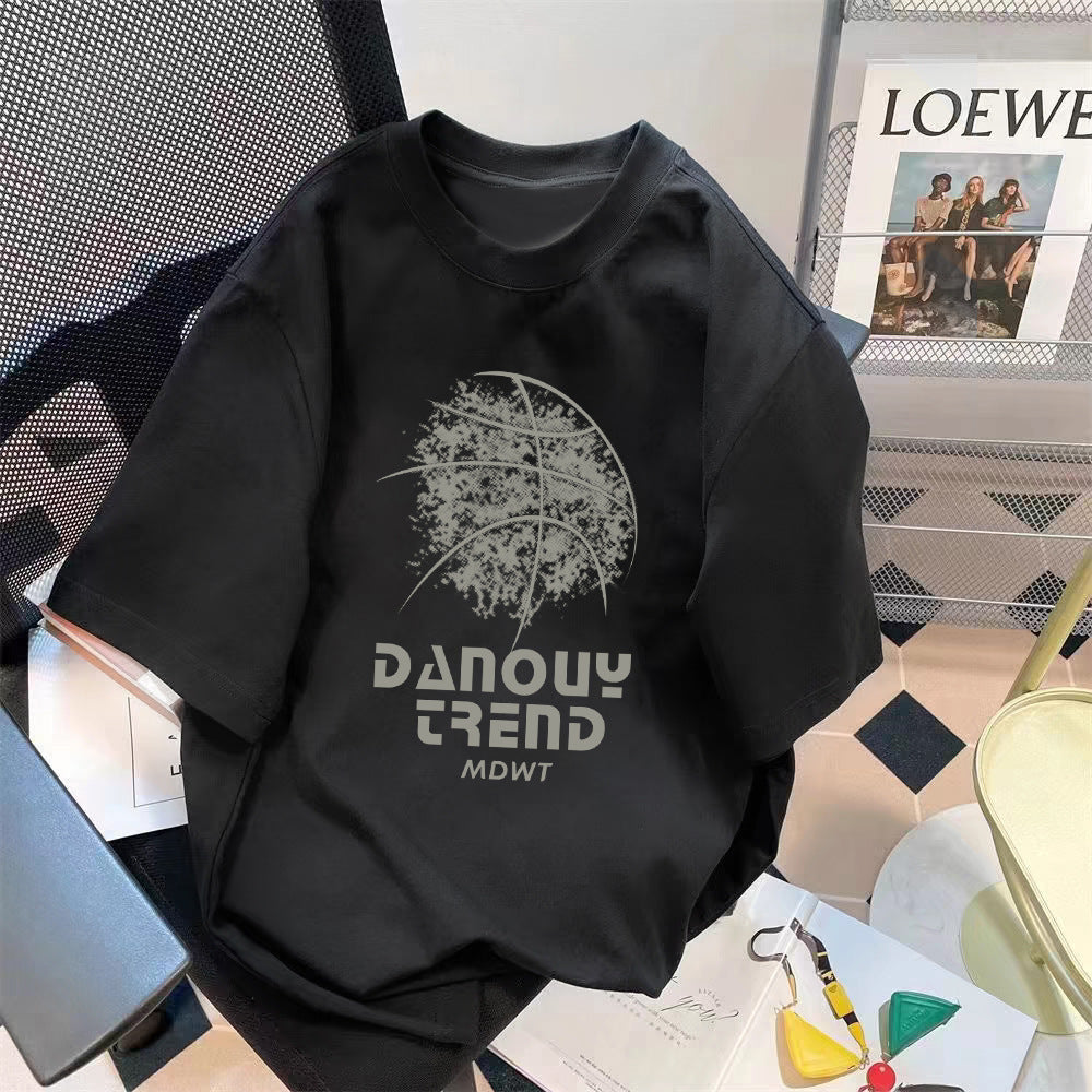 Loose Fit Bear Print Round Neck Short Sleeve T-Shirt