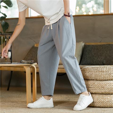 Linen Cotton Blend Relaxed Fit Straight Leg Summer Pants