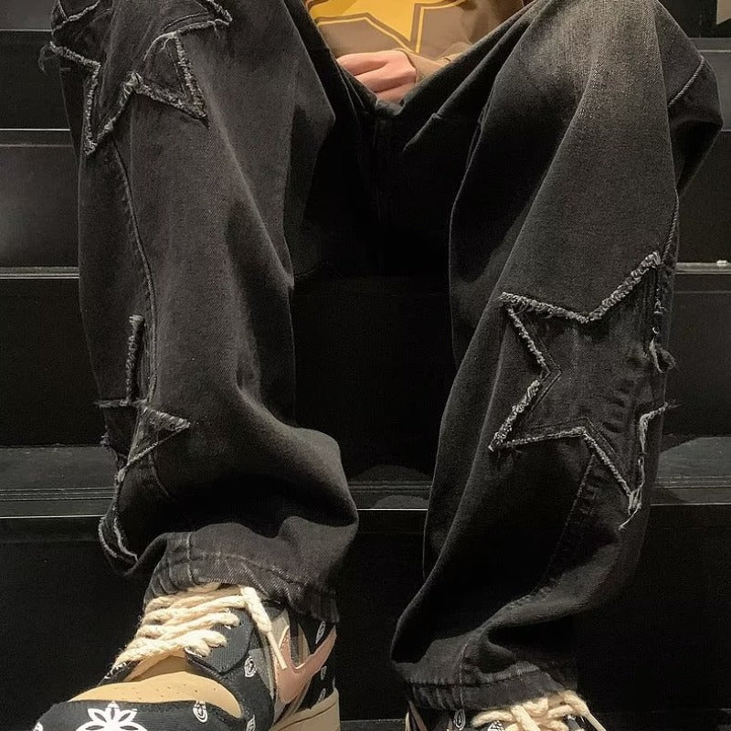 Straight Leg Embroidered Multi Pocket Denim Jeans