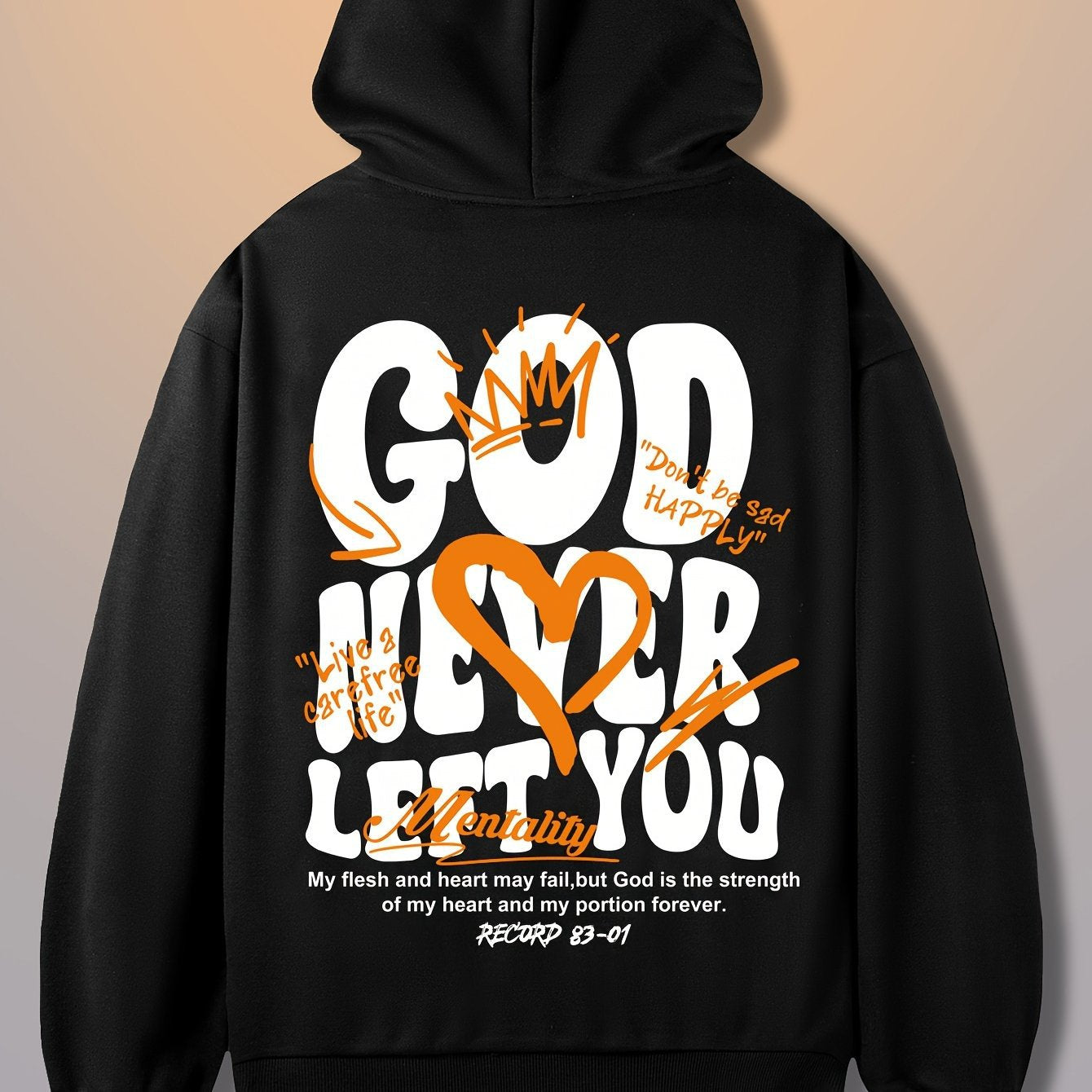 Loose Fit Crown Print Fleece Lined Pullover Sweatshirt