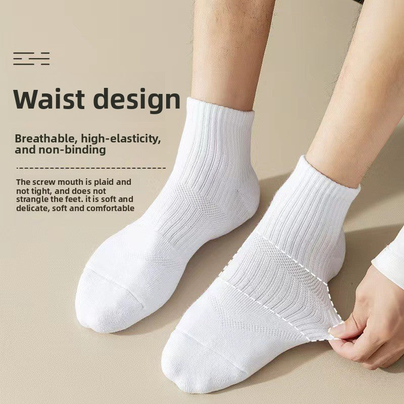 Cotton Blend Solid Color Casual Socks with Elastic Cuff