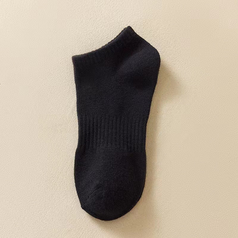 Cotton Blend Solid Color Casual Socks with Elastic Cuff