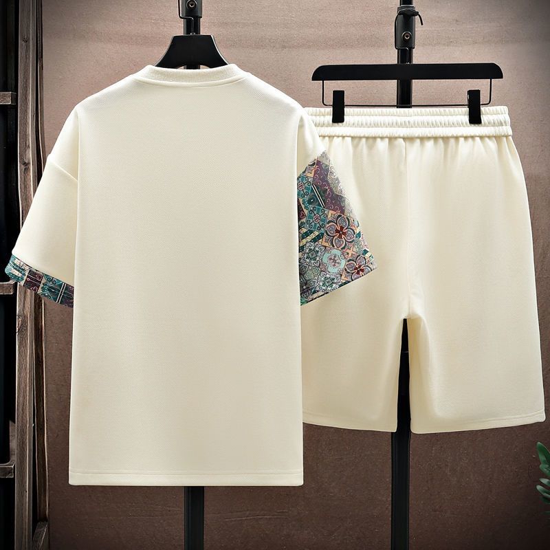 Loose Fit Polyester Short Sleeve T-Shirt and Shorts Casual Set