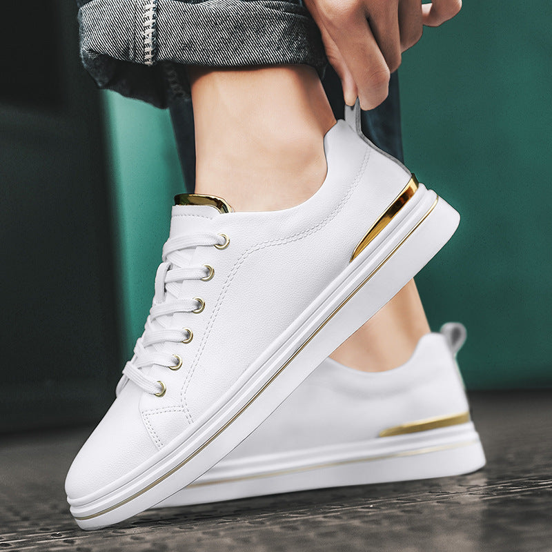Cowhide Leather Breathable Lace Up Casual Sneakers