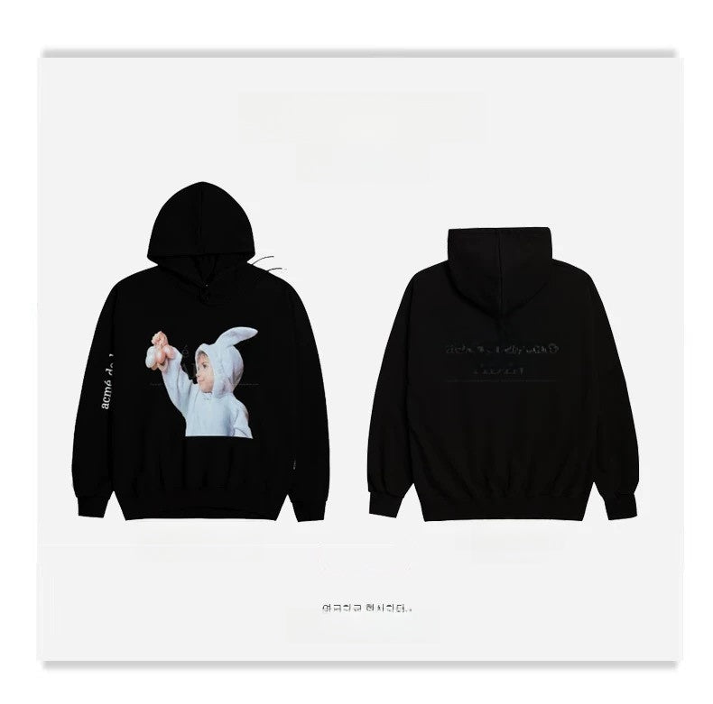 Unisex Cotton Terry Loose Fit Hooded Printed Sweatshirt