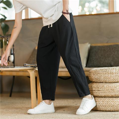 Linen Cotton Blend Relaxed Fit Straight Leg Summer Pants